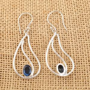 London Blue Topaz Teardrop Stud Earrings 925 Sterling <b>Silver</b> Gold Plated December Birthstone Jewelry Gift for Women Party - Product Image 3
