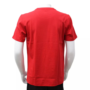 เสื้อยืดแขนสั้นสีแดงสำหรับผู้ชาย ทรงปกติ ผ้าฝ้ายถัก 100% คอกลม สไตล์ลำลอง สีพื้น ผ้าไม่ยับ สตรีทแวร์ น้ำหนัก 230 กรัม แห้งเร็ว - Product Image 2