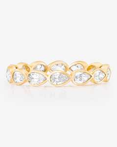 Pear Cut Lab Grown Diamond Stackable <b>Ring</b> 14k Solid Gold Bezel Set 3 mm Minimalist Solitaire <b>Dainty</b> Full Eternity Wedding Band - Product Image 1