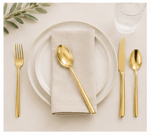 Ensemble de couverts modernes écologiques en or, poli miroir, en acier inoxydable, avec logo personnalisé, pour mariage, fête, hôtel, restaurant, directement de l'usine - Product Image 4