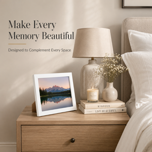 Modern <b>White</b> Wooden Photo <b>Frame</b> | Minimalist Tabletop Picture <b>Frame</b> Decorative Landscape Photo Display for Living Room, Bedroom - Product Image 2
