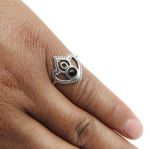 Anillo Bohemio de Plata de Ley 925 de Lujo con Piedra de Ónix Negra en Engaste de Bisel, Anillo Bohemio para Boda o Fiesta - Product Image 3