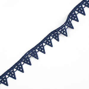 Encaje Guipur Geométrico Azul Marino de 10 mm de Primera Calidad, Borde de Encaje de Lujo Ecológico para Accesorios de Ropa, Calzado, Manualidades, Decoración y Embalaje - Product Image 1