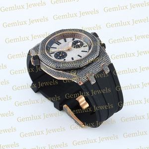 Calidad Premium Pass Diamond TesterWhite Dial D VVS Iced Out Moissanite Diamond Black Correa de goma Hip Hop Reloj - Product Image 6