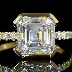 Bague de fiançailles en diamant de laboratoire certifié IGI 3 carats taille Asscher, clarté VVS1, sertie pavé avec monture à facettes, vente en gros - Product Image 2