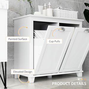Mobiletto da Bagno Indipendente con 2 Cesti Ribaltabili, Organizzatore Bianco per Lavanderia - Product Image 5