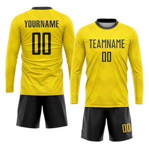 High-performance Custom Gold And Black Soccer Jersey Ventilated Mesh Panel Inserts Sublimation Uniform Wear - Product Image 5