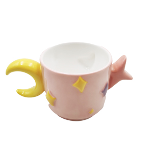 Wholesale Custom Eco-Friendly 3D Embossed Heart Pink Bone China Coffee <b>Mug</b> with Cartoon Pattern Moon Handle Gift <b>Box</b> Packaging - Product Image 6