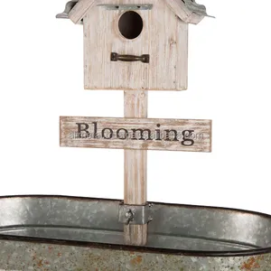 Jardinière ovale en matériau galvanisé pour plantation avec cabane à oiseaux avec fleur et design de jardin taille et couleur personnalisées - Product Image 2