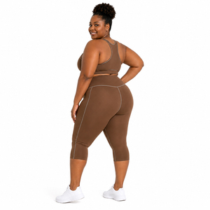 Women Plus Size Capri Leggings Breathable Sportswear 3/4 Compression Pants Custom Logo Gym Fitness <b>Tights</b> Women High Waist Capri - Product Image 5