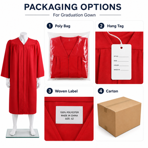 Conjunto de 4 Piezas de Túnica y Birrete Académico de Graduación de la Mejor Calidad al por Mayor 2024, Color y Talla Personalizados para Adultos, 100% Poliéster - Product Image 5