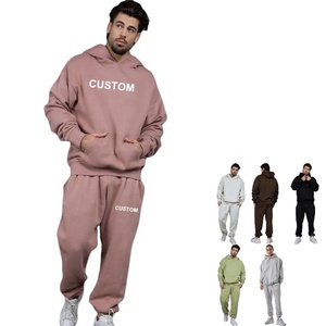 Econex Sports Hiver Écusson de broderie personnalisé Ensemble de survêtements de rue réversibles et écologiques pour hommes Pierre délavée au soleil délavée à l'acide - Product Image 1