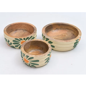 Bol en bois émaillé imprimé, fait main, pour collations et service de table, idéal pour la cuisine - Product Image 2