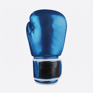 Gants de boxe en cuir bleu et blanc de 14 oz avec logo personnalisé en gros - Product Image 5
