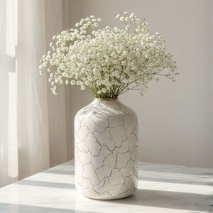 Jarrón Decorativo Hecho a Mano con Acabado Craquelado Blanco, 15.7 cm de Altura, Diseño Minimalista - Product Image 6