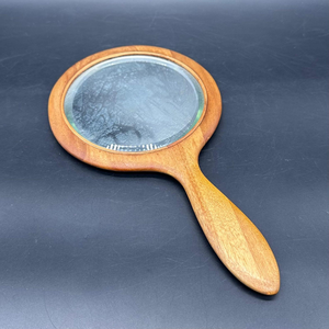 Handmade Wooden Hand <b>Mirror</b> Round Vanity Makeup <b>Mirror</b> Natural Wood Handle Vintage <b>Dressing</b> <b>Mirror</b> Decorative Beauty <b>Mirror</b> Home - Product Image 2