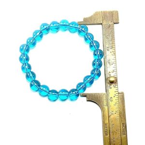 Bracelet rond en obsidienne aqua marine Feng Shui fait main pour hommes et femmes, perles rondes de 8 à 10 mm, bijoux de mode énergétiques - Product Image 3