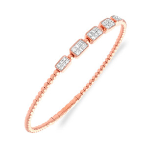 Beaded Station Cluster Diamond <b>Bangle</b> <b>Bracelet</b> - Product Image 3