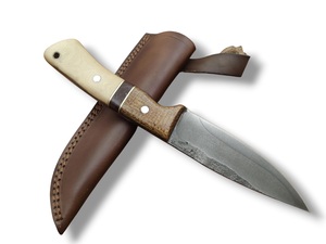 Cuchillo de Supervivencia Nórdico de Acero Industrial de Alto Carbono con Mango de Hueso y Micarta, Funda de Cuero, Largo Total de 8 Pulgadas, Espiga Completa, para Camping y Caza - Product Image 2