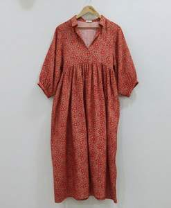 Vestido Túnica Midi Hecho a Mano en India 100% Algodón para Mujer |   Ropa de Oficina Formal Sencilla, Ecológica, Transpirable, Corte en A, Floral, Dibujada a Mano - Product Image 6