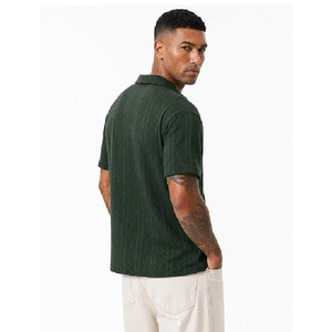 Camiseta Polo de Punto Trenzado para Hombre con Logotipo Personalizado al por Mayor, Camiseta Polo de Golf de Punto Texturizado de Manga Corta para Verano, Estilo Vintage Casual Holgado - Product Image 2