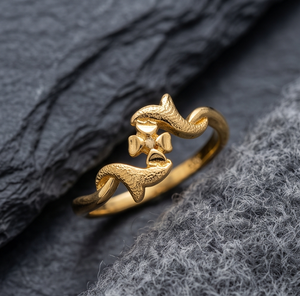DIVYORO Anillo clásico con lunares chapado en oro de 22 quilates para mujer - Product Image 4