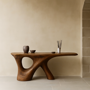 Table console moderne en bois massif naturel fait main, de haute qualité, marque Luxali, modèle pour salon, hôtel, entrée - Product Image 4