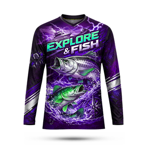 Men's New Design Performance Full Digital Print UV Protection Long Sleeve Quick Dry 100% Polyester Anti-Bacterial Wear - Product Image 6