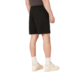 Shorts de course sportifs gris chiné pour hommes, taille mi-haute, avec cordon de serrage, en tissu polyester respirant 140g, poche avant zippée - Product Image 5