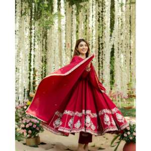 Vestido Anarkali de diseñador con hilo-Bordado de lentejuelas Trabajo Elegante ropa regional - Product Image 6