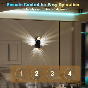 USB ricarica LED parete animale luce calva aquila ombra luce notturna con telecomando per camera da letto scala corridoio Bar decorazione - Product Image 6