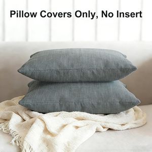 Set di 2 fodere per cuscini decorativi in lino effetto boho da 26x26 pollici, moderne federe per divano e poltrona - Product Image 1
