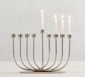 Menorah Antigua de Metal Plateado, Adorno Tradicional Judío para Hanukkah, Decoración para Sala de Estar - Product Image 5