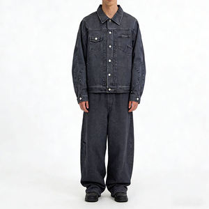 Conjunto de Chaqueta y Pantalones Vaqueros para Hombre, Estilo Lavado con Estampado, Conjunto de Dos Piezas, Traje de Jeans Personalizado para Hombre - Product Image 1