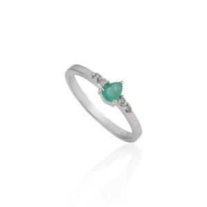 Trending 100% Genuine <b>Emerald</b> & Diamond Solitaire Accent <b>Ring</b> In 925 Sterling <b>Silver</b> Fine Everyday Minimal Jewelry For Her - Product Image 3
