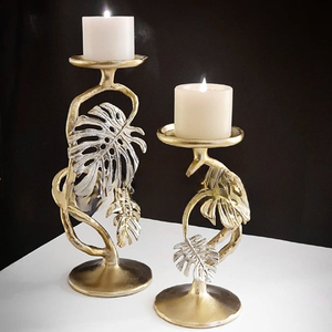 Gold Finished Candle Holder Aluminum Metal Votive for Leaf Shape Unique Tea Light Latest Design Use <b>Decoration</b> Table Candle <b>Jar</b> - Product Image 1