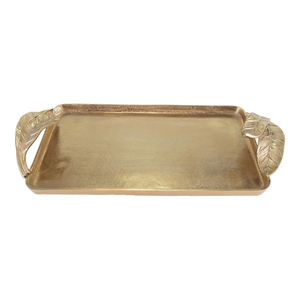 Bandeja de Servicio Moderna de Aluminio de Lujo con Acabado Plateado Texturizado, Plato Decorativo Redondo con Acento de Flor Dorada para Uso en Hoteles - Product Image 2