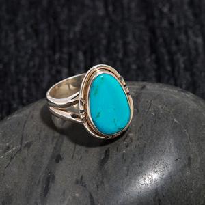 925 Sterling Silver Vintage Design Fancy Cut Natural <b>Turquoise</b> <b>Ring</b> Custom Made High Quality <b>Turquoise</b> Boho <b>Ring</b> for Parties - Product Image 2