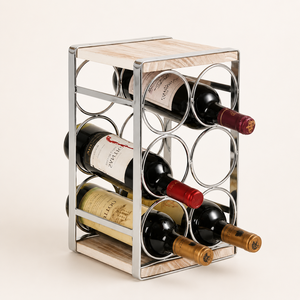 Modern Black Metal Countertop <b>Wine</b> Rack 6 Bottle Freestanding Diamond Grid Design Tabletop <b>Wine</b> Holder for Kitchen Bar & Home - Product Image 4
