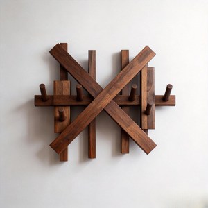 Rustic Wooden <b>Coat</b> <b>Rack</b> <b>Wall</b> <b>Mounted</b> Hook Organizer Handmade Solid Wood Storage Solution for Home Entryway - Product Image 6