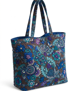 Vintage Candy Pattern Quilted <b>Canvas</b> Shoulder Tote <b>Bag</b> with Zipper <b>Drawstring</b> & Open Closure - Product Image 2