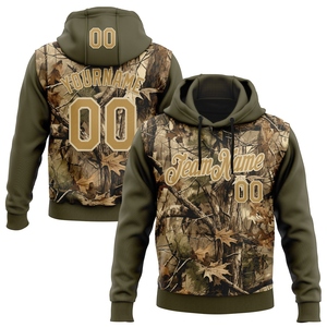 Sudadera con Capucha Deportiva de Caza con Diseño 3D de Árbol Camuflado en Verde Oliva y Dorado Antiguo, Cosida a Medida por OMMIZ INDUSTRY, Venta al Por Mayor - Product Image 1