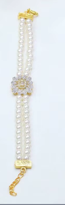 Fashionable Gold Finish Pearls CZ Look Necklace Combo <b>Set</b> With Earrings Ring <b>Bracelet</b> for Party Modern Wear Collection For Women - Product Image 3