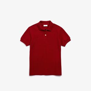 Polo respirant rouge à manches courtes avec poche, en coton Oxford, coupe classique, style rétro, pour enfants - Product Image 4
