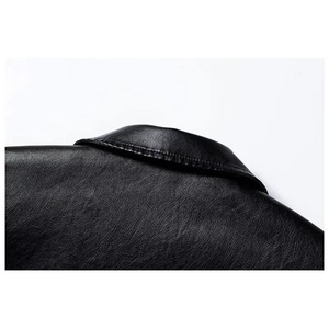 Men's Plus Size Black Leather-Style Moto Vest With <b>Chains</b> Zippers Rivets Turn-down Collar Regular Length Outer Wear Solid Color - Product Image 6
