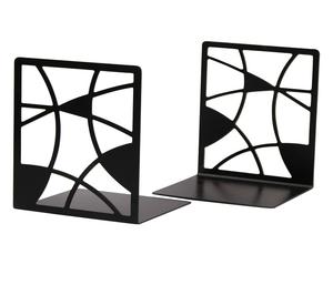Abstract Design Metal Bookends Black Desk Organizer <b>Book</b> Holder For Office Tabletop <b>Shelf</b> Display Storage Solution - Product Image 3