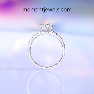 925 Sterling <b>Silver</b> Moissanite <b>Ring</b> Round O Shape Design Shiny Rhodium Plated Stylish Daily Wear Jewelry Women - Product Image 1