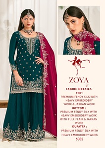 Most Selling <b>Women's</b> Heavy Fendy Silk Pakistani <b>Suit</b> Palazzo Dupatta Heavy Embroidery Quick Dry Wrinkle Free Wedding Kurta Set - Product Image 4