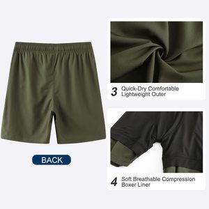 Summer Men Sports Shorts Fitness Training Double-<b>layer</b> Quick-dry Basketball Shorts Breathable Solid Color Men Shorts - Product Image 5