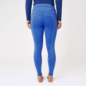 Culotte d'équitation longue taille haute pour femme avec braguette boutonnée et empiècements en mesh, en Spandex Nylon, coloris bleu marine, rose, noir - Product Image 5